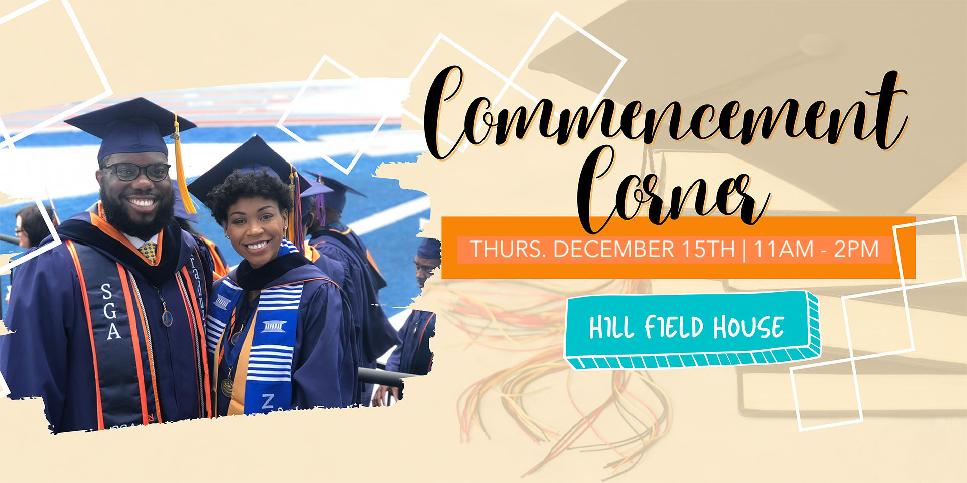 Commencement Corner event for December 15 from 11am to 2pm